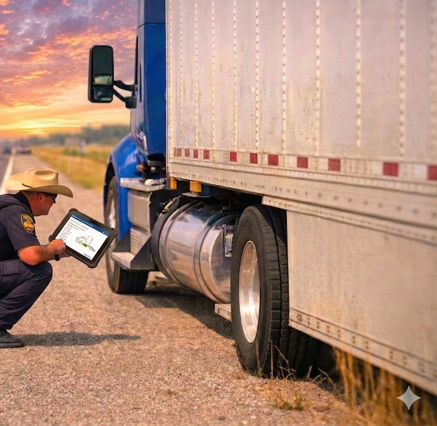 Fleet safety manager using RegLogic on tablet during DOT inspection